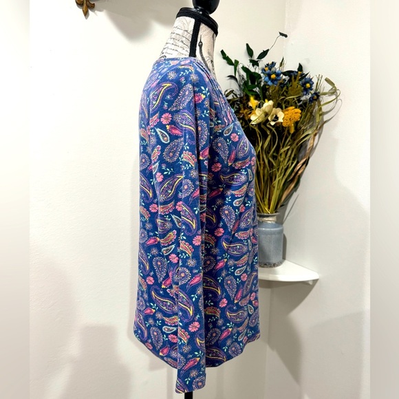 Blair Blue and Pink Paisley Print Long Sleeve Blouse size Small - Picture 3 of 9